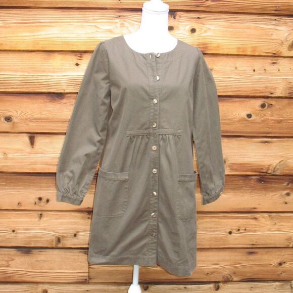 A.P.C. Army Green Cotton Twill Dress - Picture 1 of 8